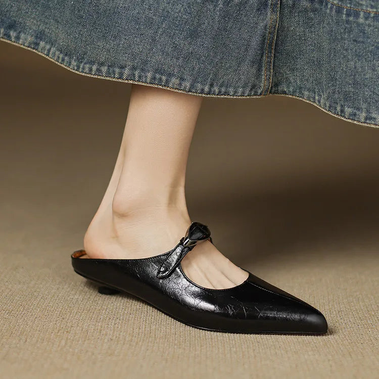 Alour | Pointed-Toe Cutout Flat Mules