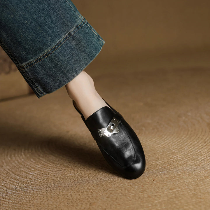 Carla | Rounded-Toe Hardware Accent Mules