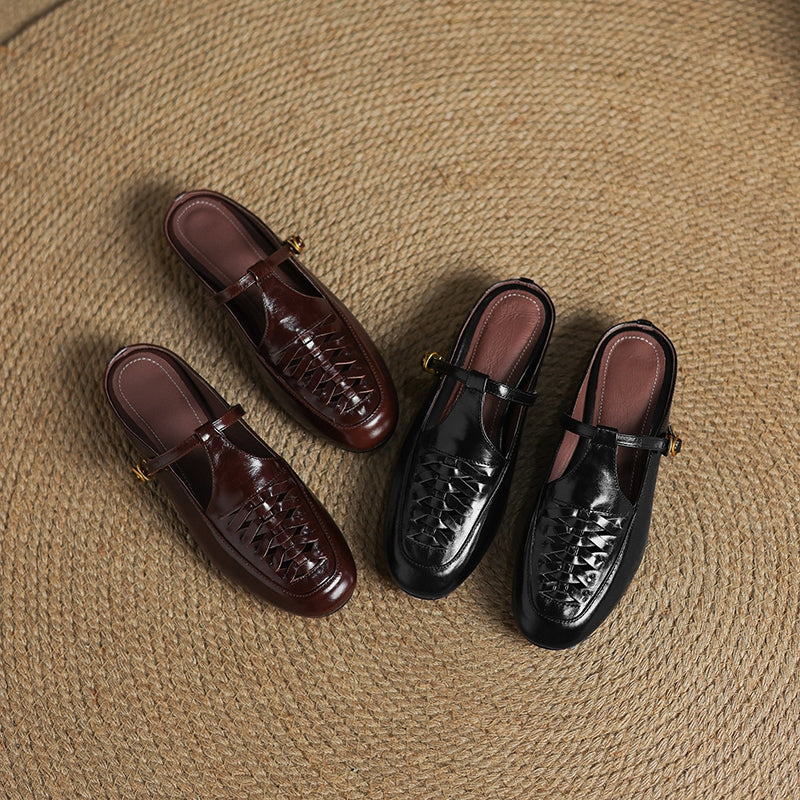 Elya | Square-Toe Mary Jane Loafer Mules