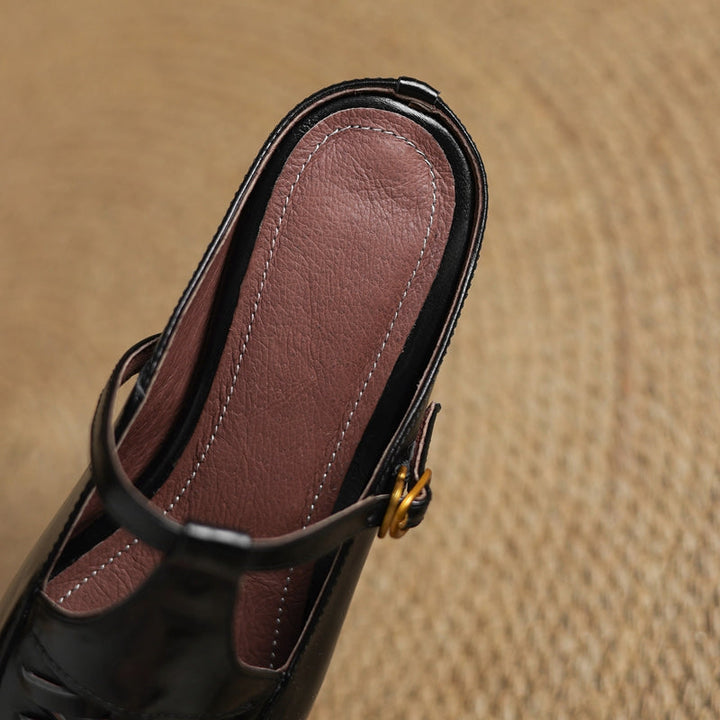 Elya | Square-Toe Mary Jane Loafer Mules
