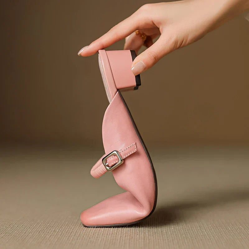 Kera | Square-Toe Mary Jane Heel Mules
