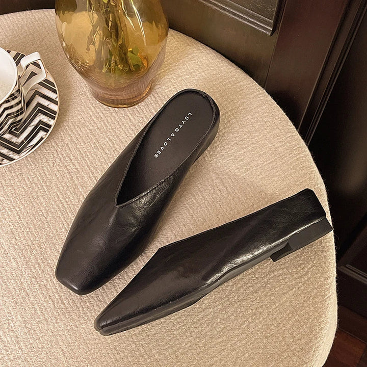 Lyra | Metallic Square-Toe Slip-On Mules