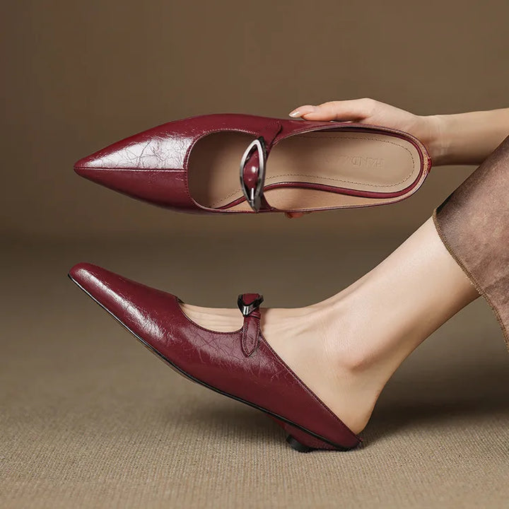 Alour | Pointed-Toe Cutout Flat Mules