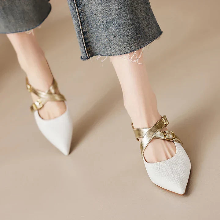 Zelle | Pointed-Toe Double Strap Heel Mules