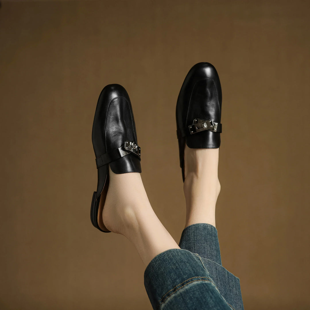 Carla | Rounded-Toe Hardware Accent Mules