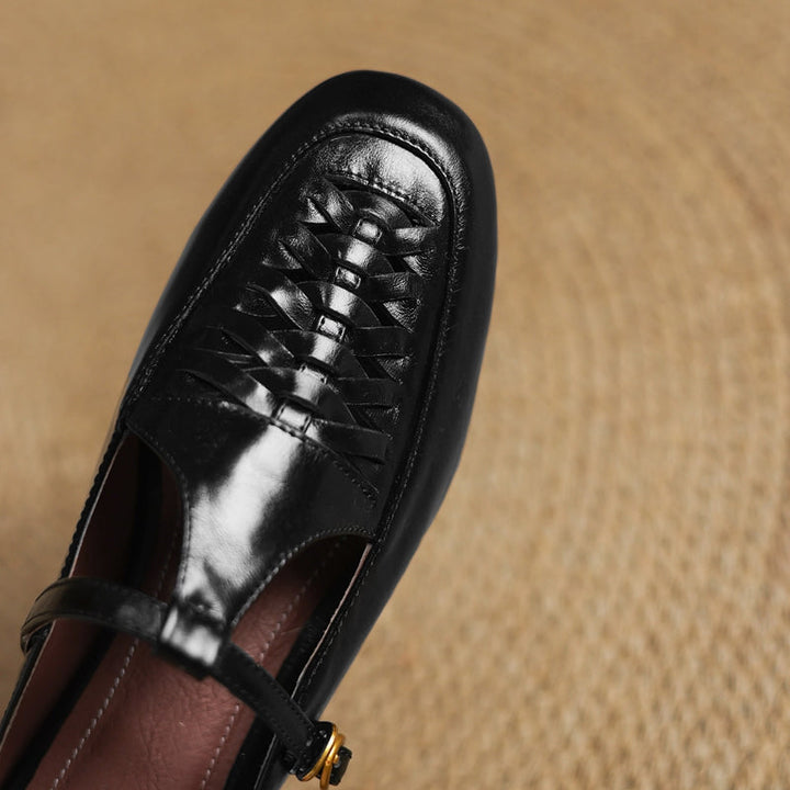 Elya | Square-Toe Mary Jane Loafer Mules