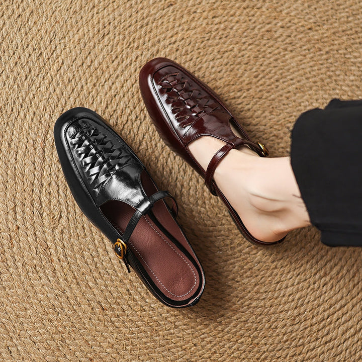 Elya | Square-Toe Mary Jane Loafer Mules