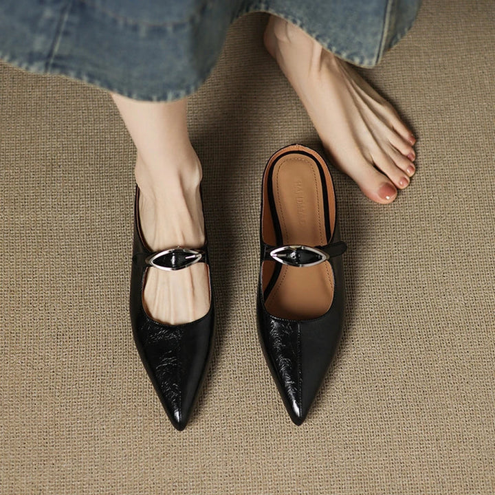 Alour | Pointed-Toe Cutout Flat Mules