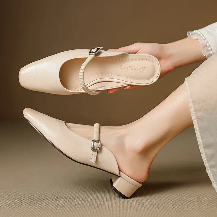 Kera | Square-Toe Mary Jane Heel Mules