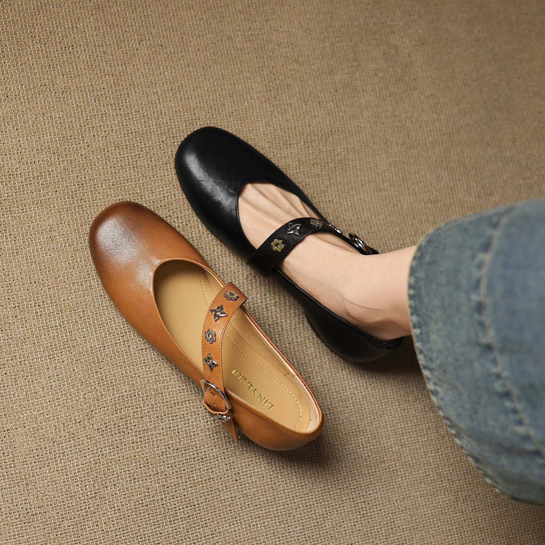 Elda | Square-Toe Mary Jane Flats