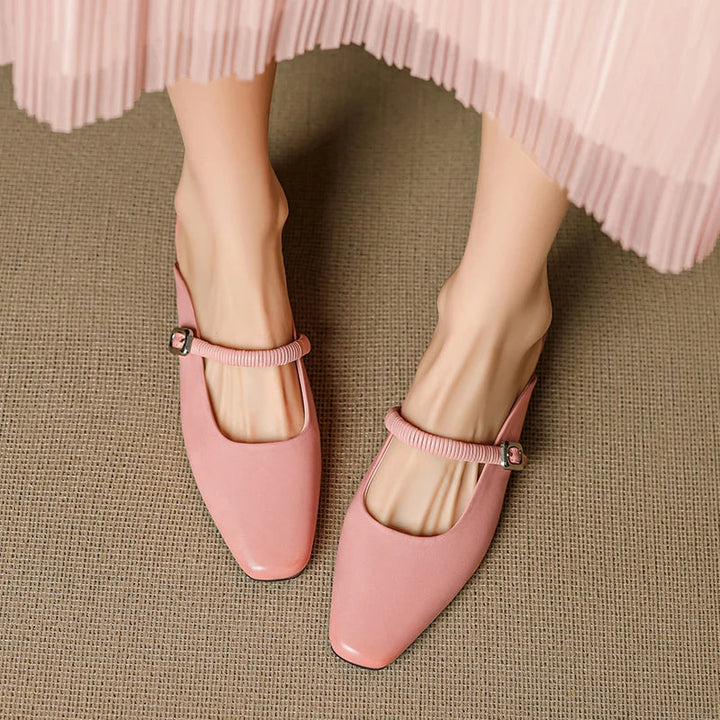 Kera | Square-Toe Mary Jane Heel Mules