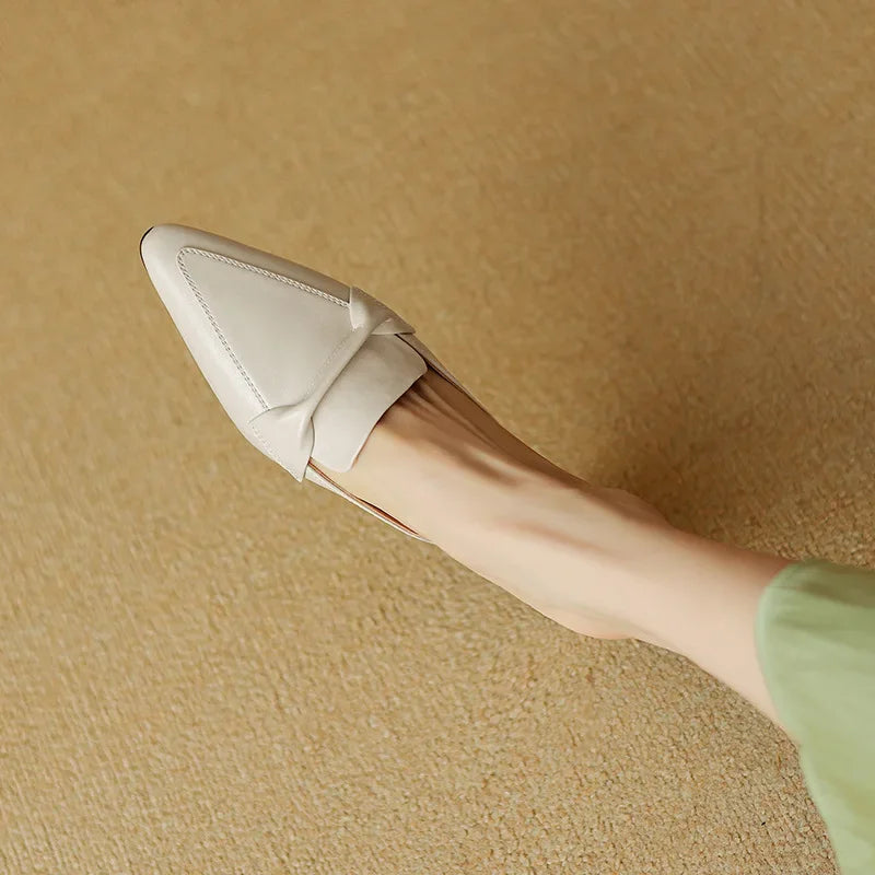 Alaya | Pointed-Toe Bow Accent Heel Mules