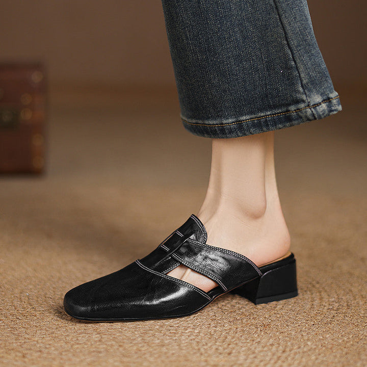 Ivora | Square-Toe Layered Strap Mules