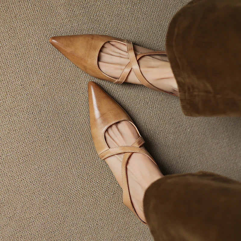 Aluna | Pointed-Toe Crisscross Strap Mules