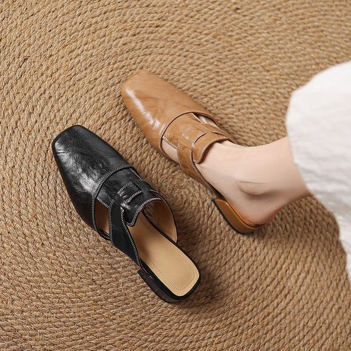 Ivora | Square-Toe Layered Strap Mules