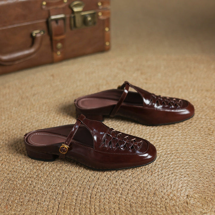 Elya | Square-Toe Mary Jane Loafer Mules