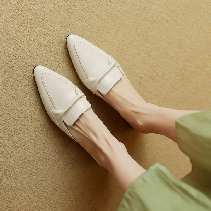 Alaya | Pointed-Toe Bow Accent Heel Mules