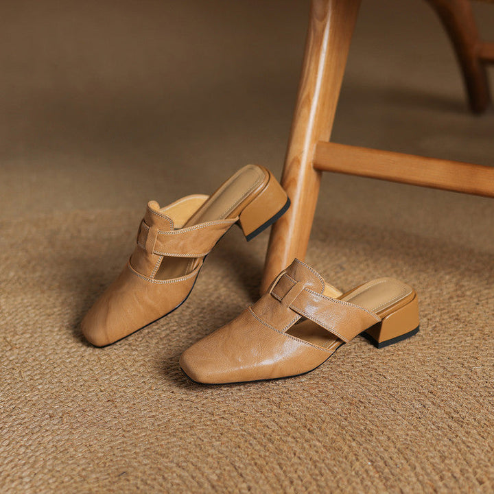 Ivora | Square-Toe Layered Strap Mules
