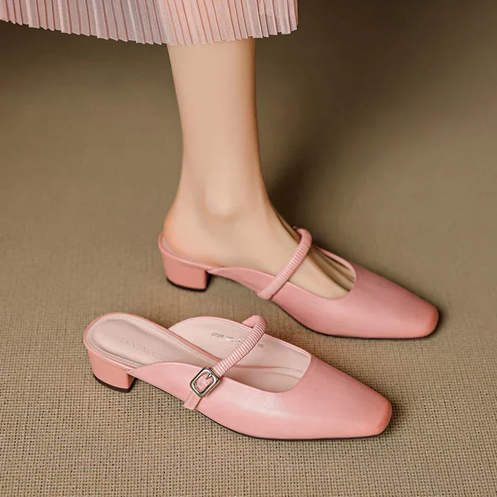 Kera | Square-Toe Mary Jane Heel Mules