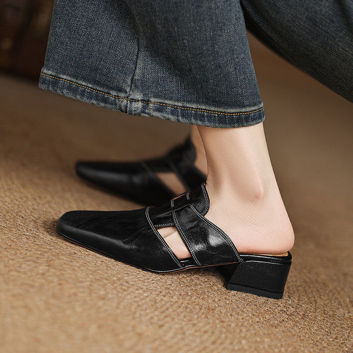 Ivora | Square-Toe Layered Strap Mules