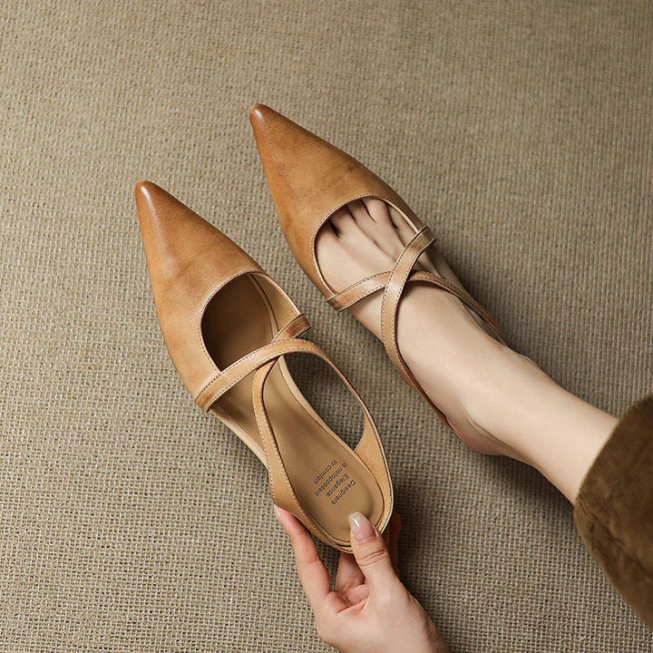Aluna | Pointed-Toe Crisscross Strap Mules