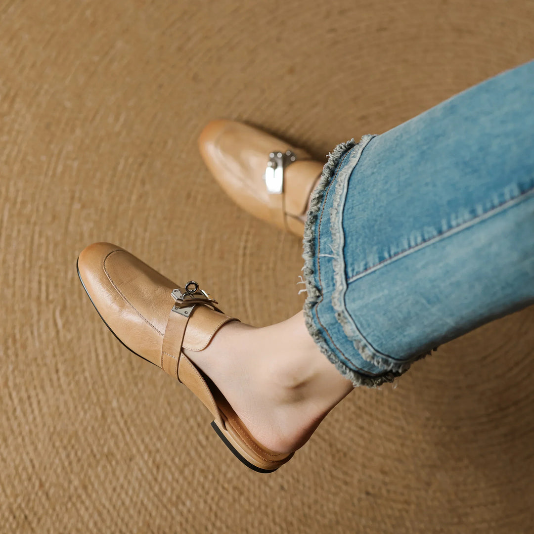 Carla | Rounded-Toe Hardware Accent Mules