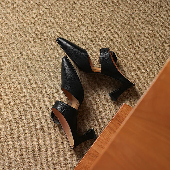 Garnet | Pointed-Toe Floral Accent Heel Mules