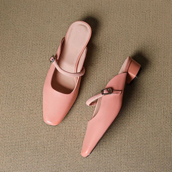 Kera | Square-Toe Mary Jane Heel Mules