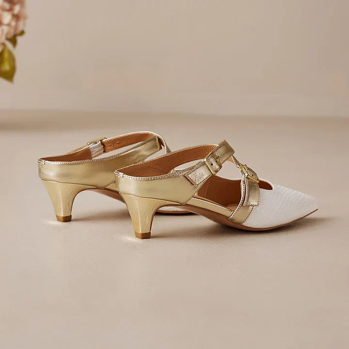 Zelle | Pointed-Toe Double Strap Heel Mules