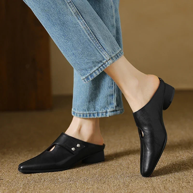 Agnit | Pointed-Toe Cutout Accent Mules