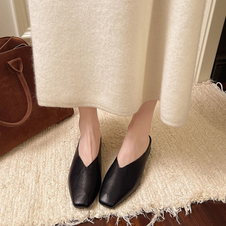 Lyra | Metallic Square-Toe Slip-On Mules