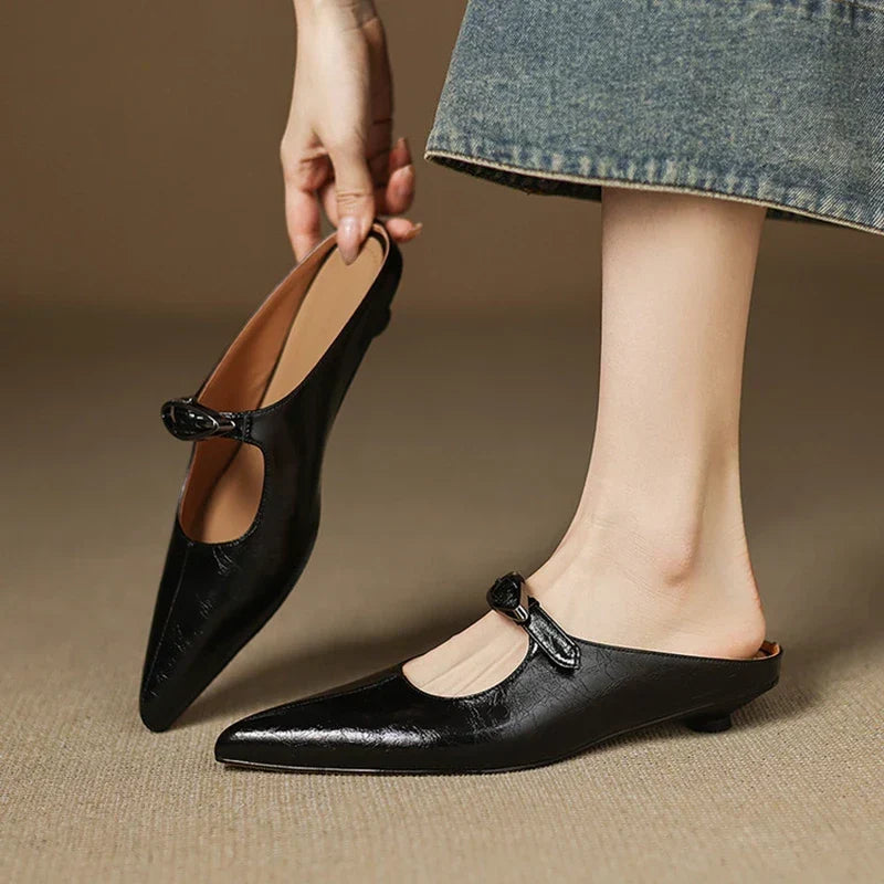Alour | Pointed-Toe Cutout Flat Mules