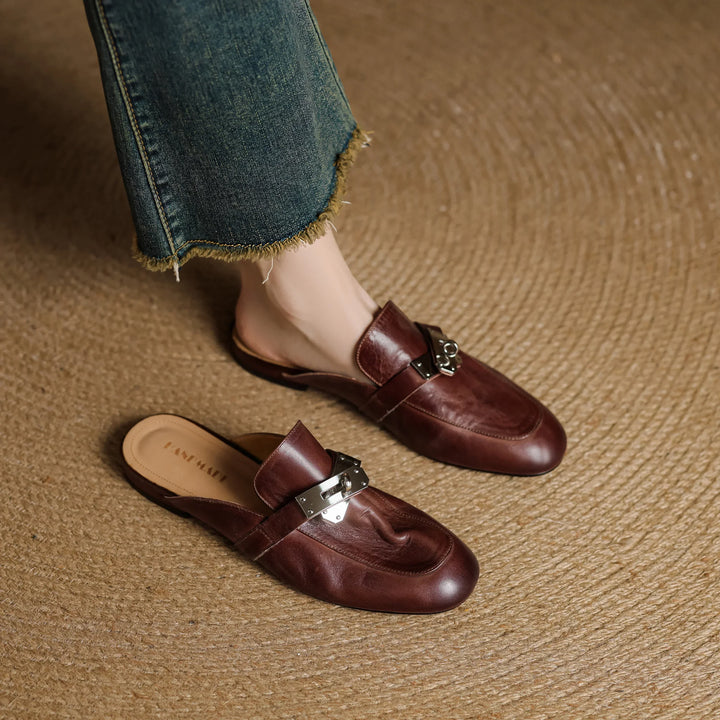 Carla | Rounded-Toe Hardware Accent Mules