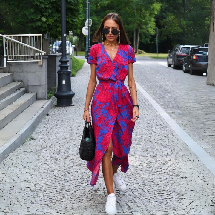 Judy | Stylish V-Neck Floral Dress
