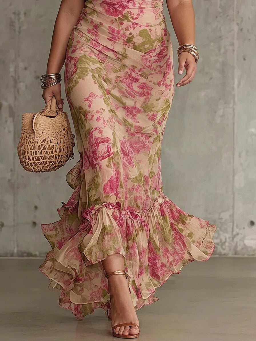 Mae | Vintage Rose Print Puff Sleeve Maxi Dress