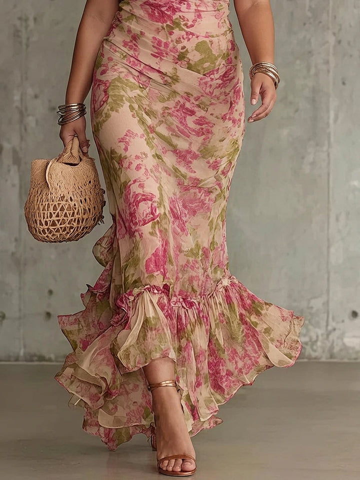 Mae | Vintage Rose Print Puff Sleeve Maxi Dress