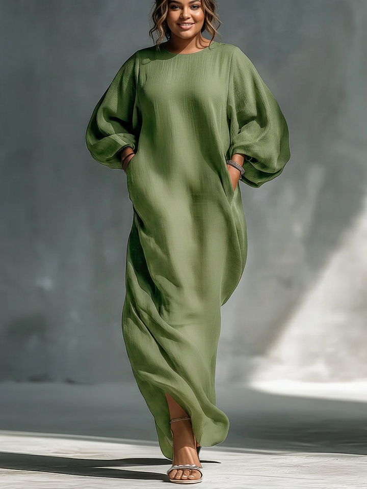 Anika | Green Off-Shoulder Puff Sleeve Maxi Dress