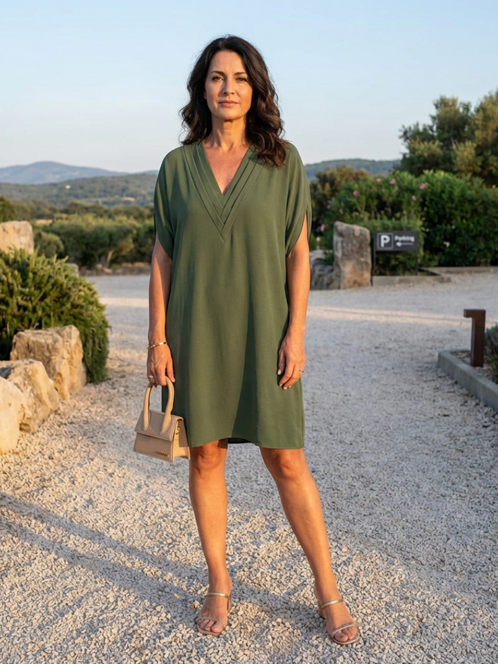 Calanthe | Draped V Neck Shift Dress