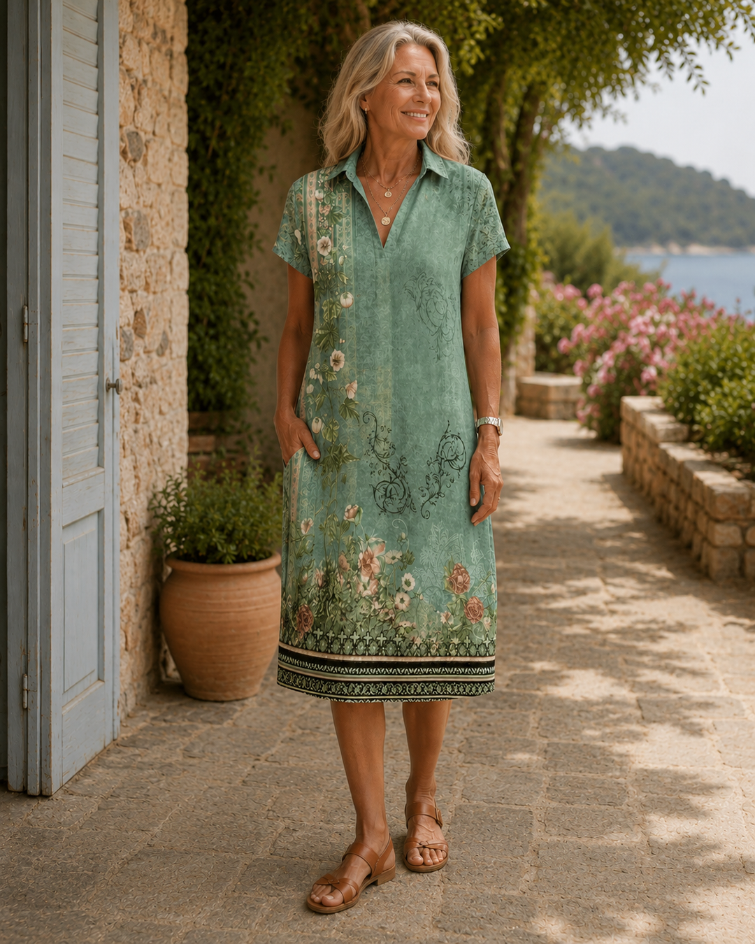 Romilly | Floral V-Neck Midi Dress