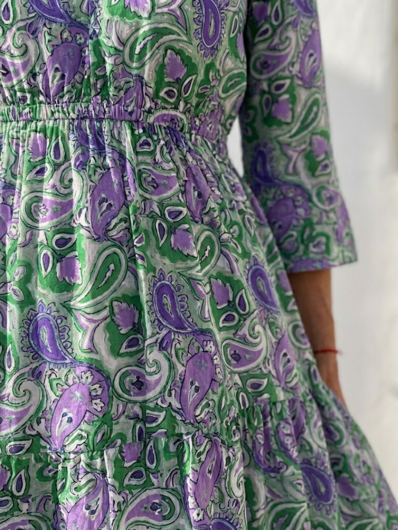 Isabella | Long Sleeve V Neck Bohemian Maxi Dress