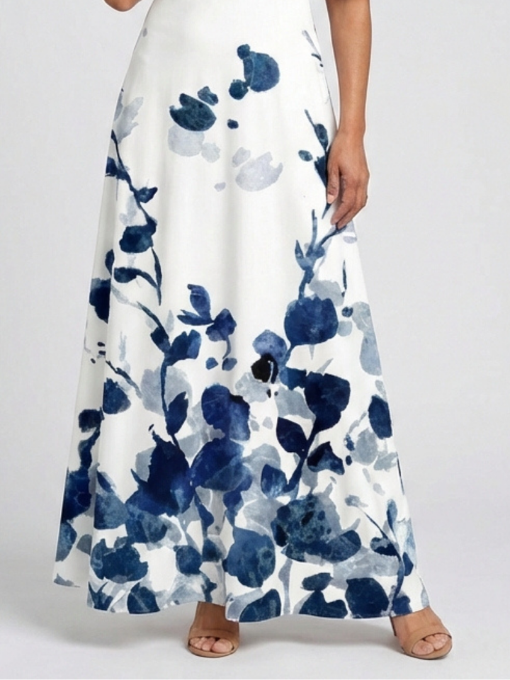 Eliza | V Neck Short Sleeve Floral Maxi Dress
