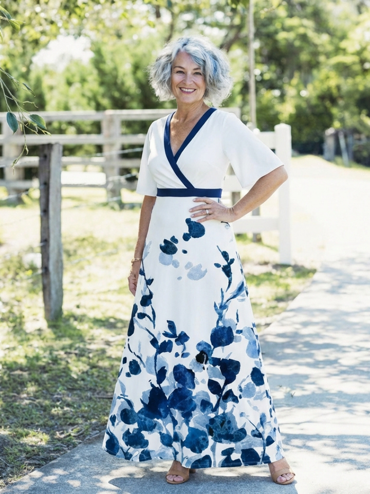 Eliza | V Neck Short Sleeve Floral Maxi Dress