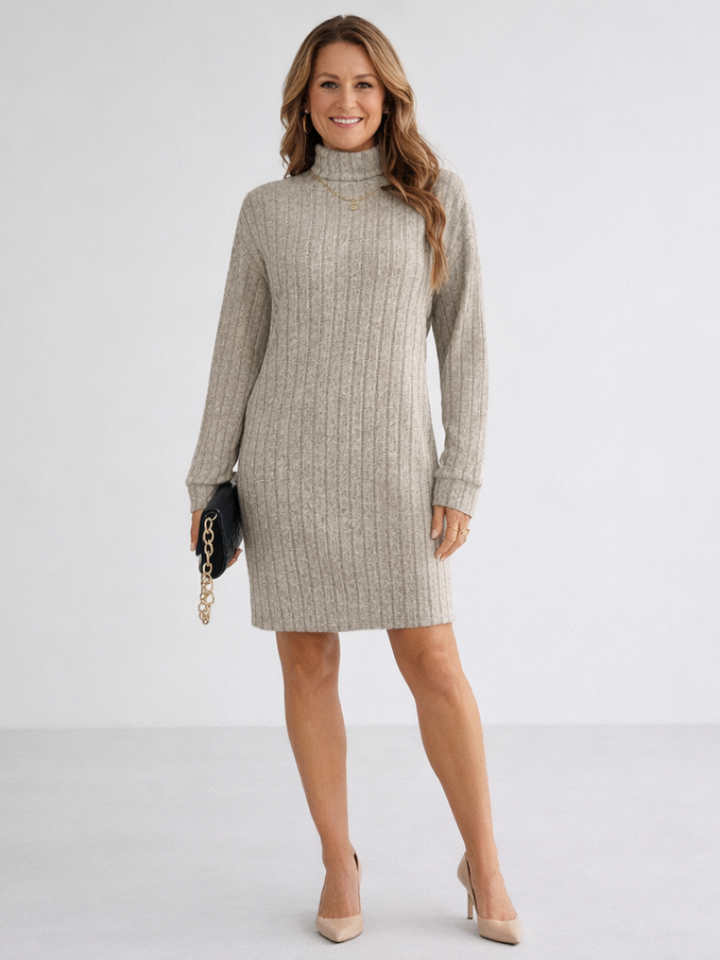 Margot | Ribbed Knit Turtleneck Dress