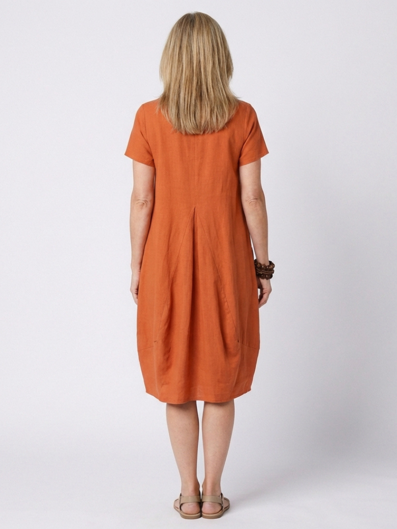 Diane | Short Sleeve Pleated Knee Length Dress