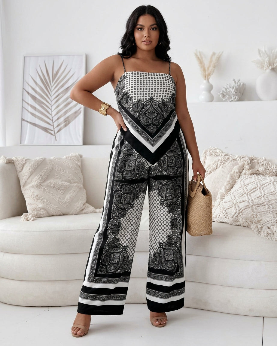 Helen | Vacation Ready Stylish Lace-Up Vest & Pants Two-Piece Set Dress
