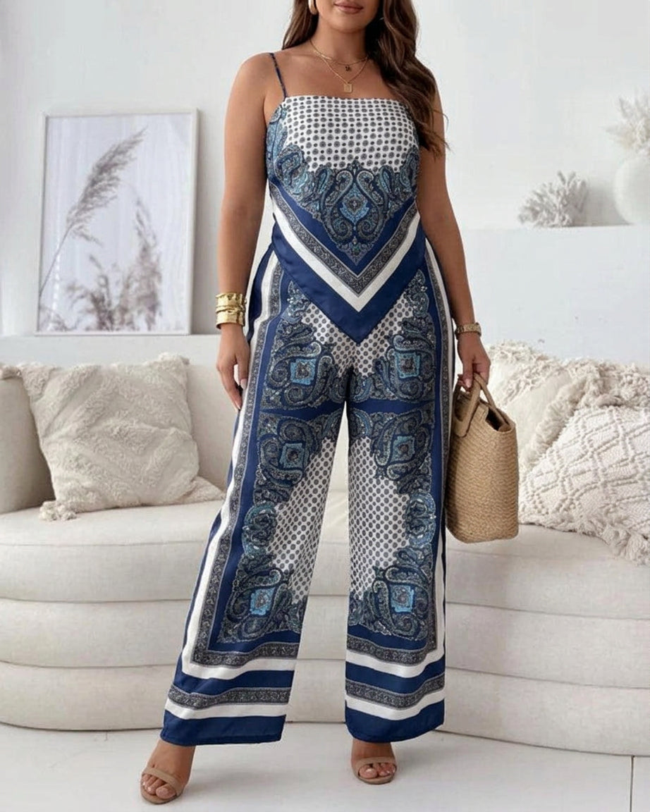 Helen | Vacation Ready Stylish Lace-Up Vest & Pants Two-Piece Set Dress