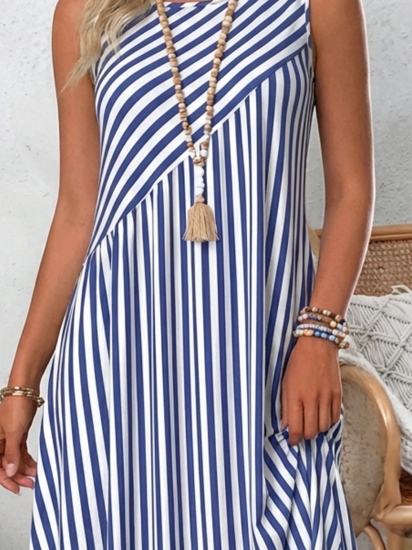 Celandine | Striped Sleeveless Midi Dress