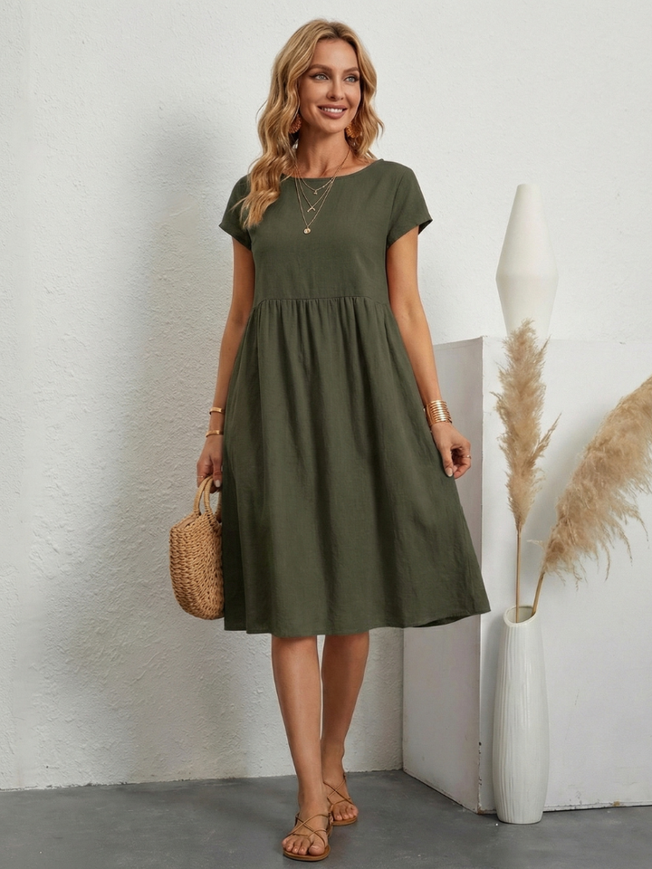 Lillian | Short Sleeve Knee Length Pocket Dress