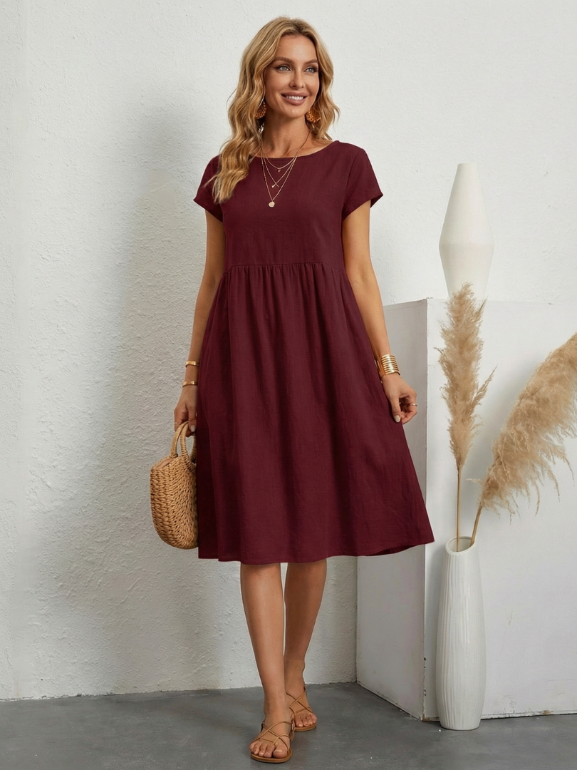 Lillian | Short Sleeve Knee Length Pocket Dress