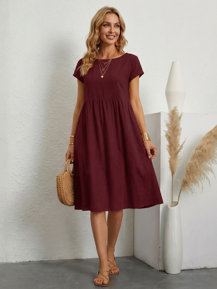 Lillian | Short Sleeve Knee Length Pocket Dress
